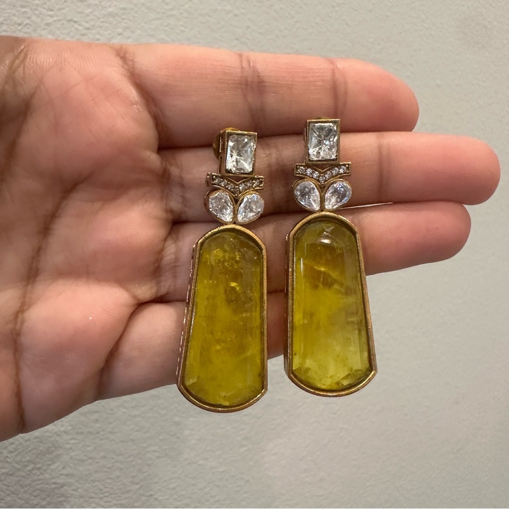 Elegant Gold and Yellow Drop Earrings